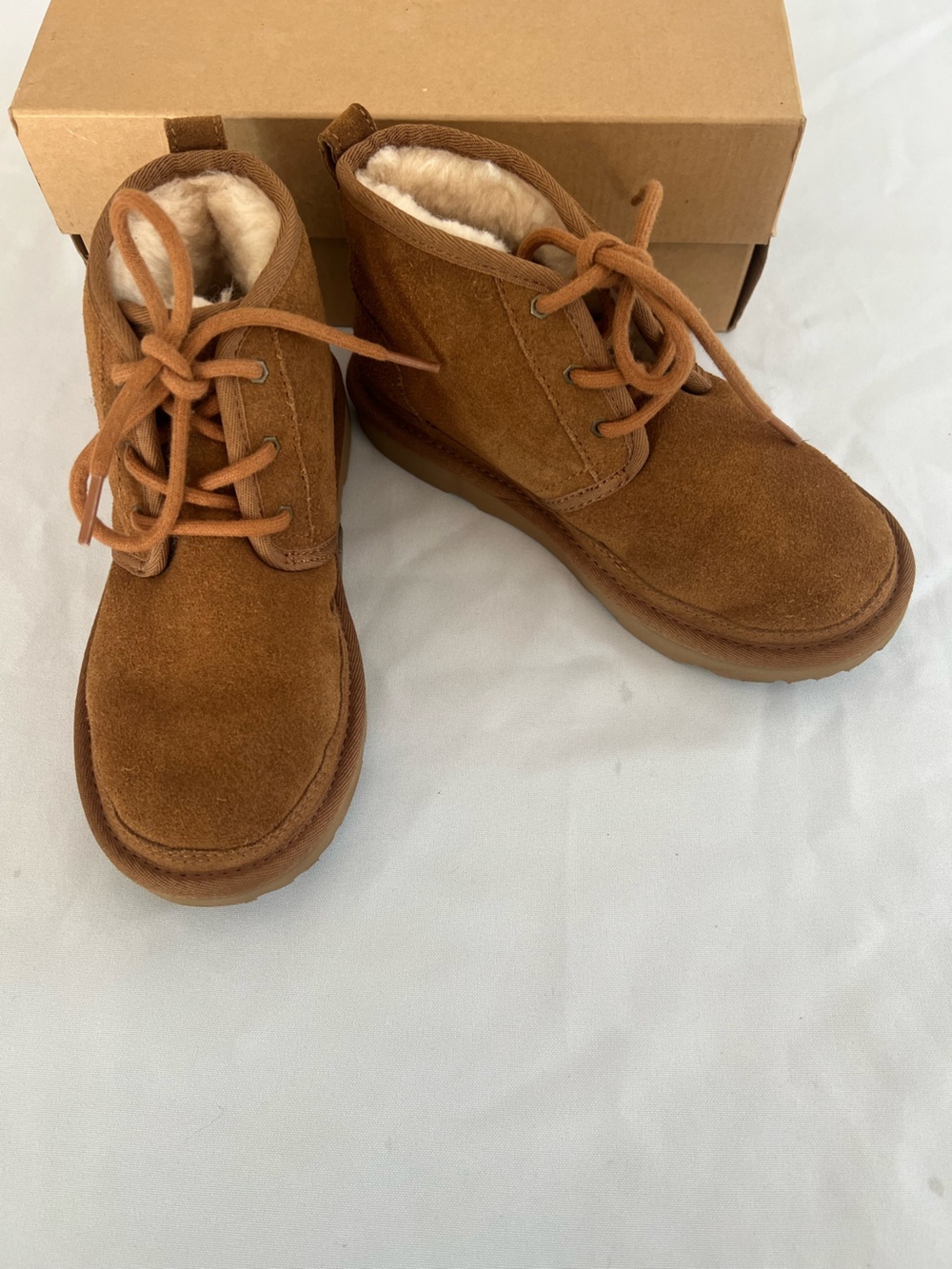 UGG Kids Chestnut Brown Suede Lace-Up Boots